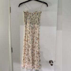 Reformation Floral Smocked Maxi Dress in Cream